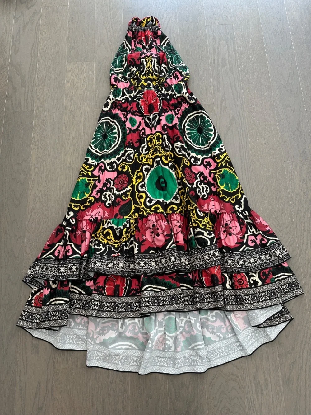 Alice + Olivia Loyce Mixed Print High Low Tiered Floral Maxi Dress - Size 2 - Picture 9 of 9